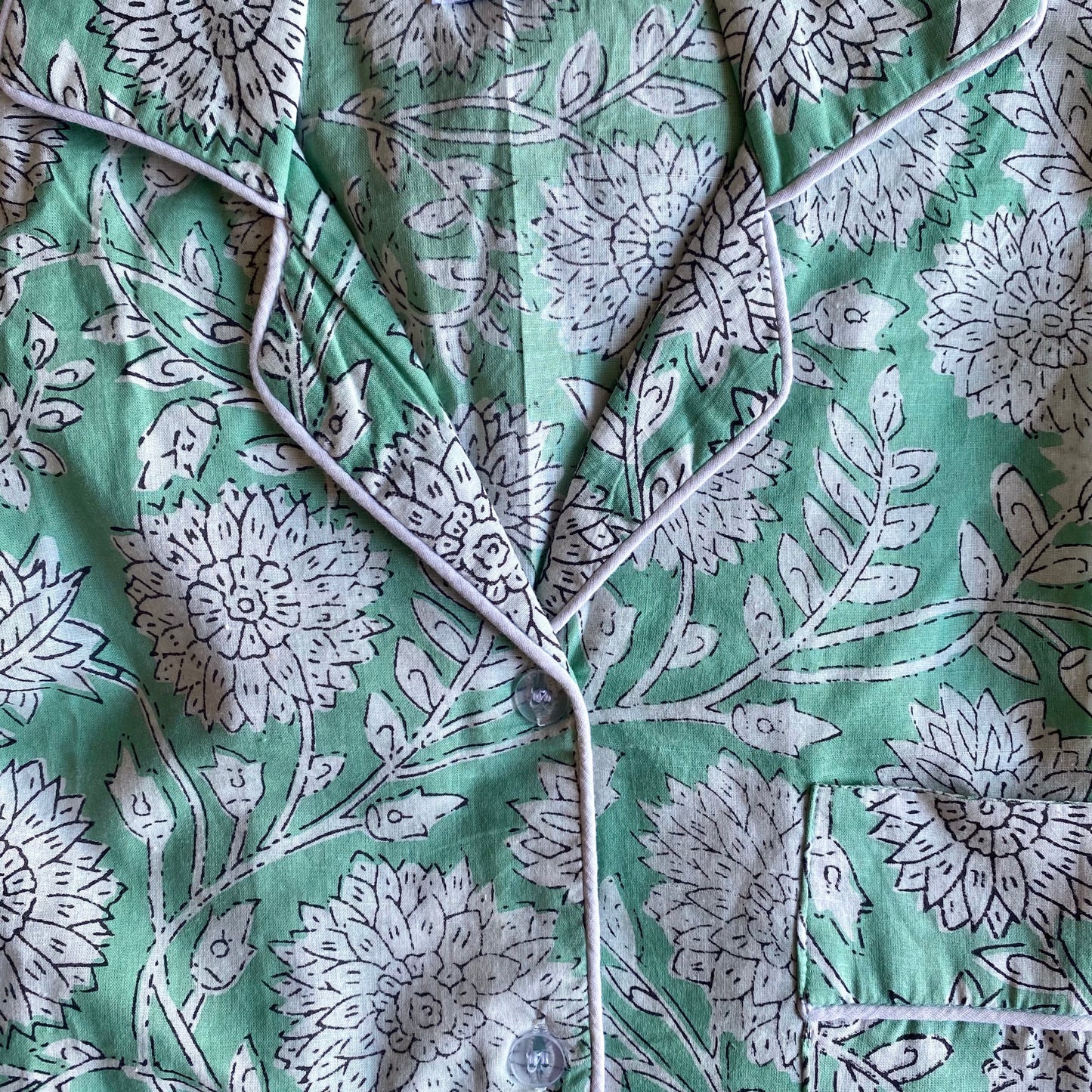 Pyjama short aqua imprimé fleuri